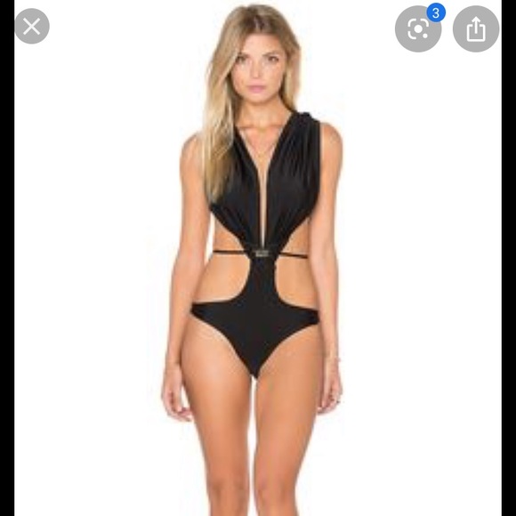 COPY - Lurelly Black halter one piece cut out swimsuit - Picture 1 of 3